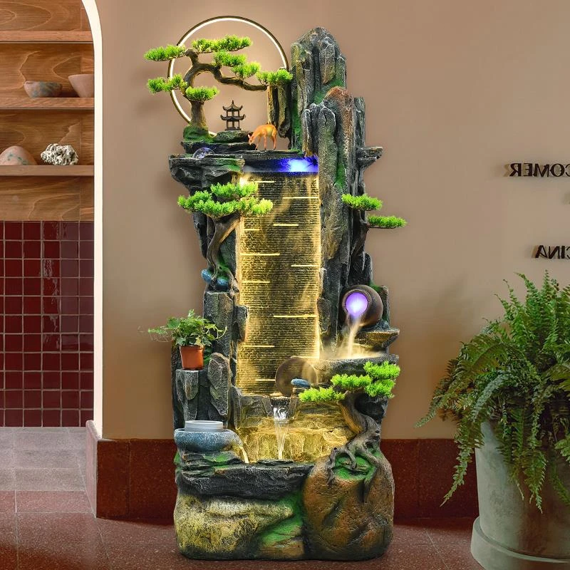 假山流水喷泉循环水鱼池造景装饰办公室庭院客厅乔迁招财落地摆件