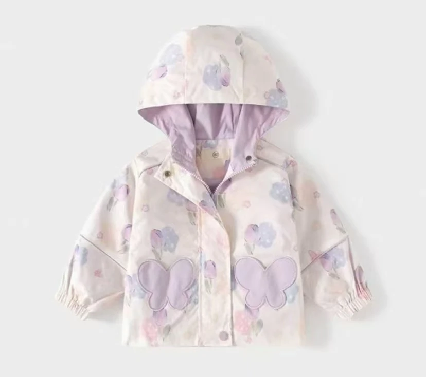 女童外套秋装2025新款儿童洋气小女孩衣服宝宝连帽防风上衣春秋季