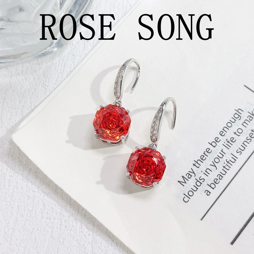 铜合金合成锆石耳饰 VWJC-009455【玫瑰永恒】耳环气质百搭时尚