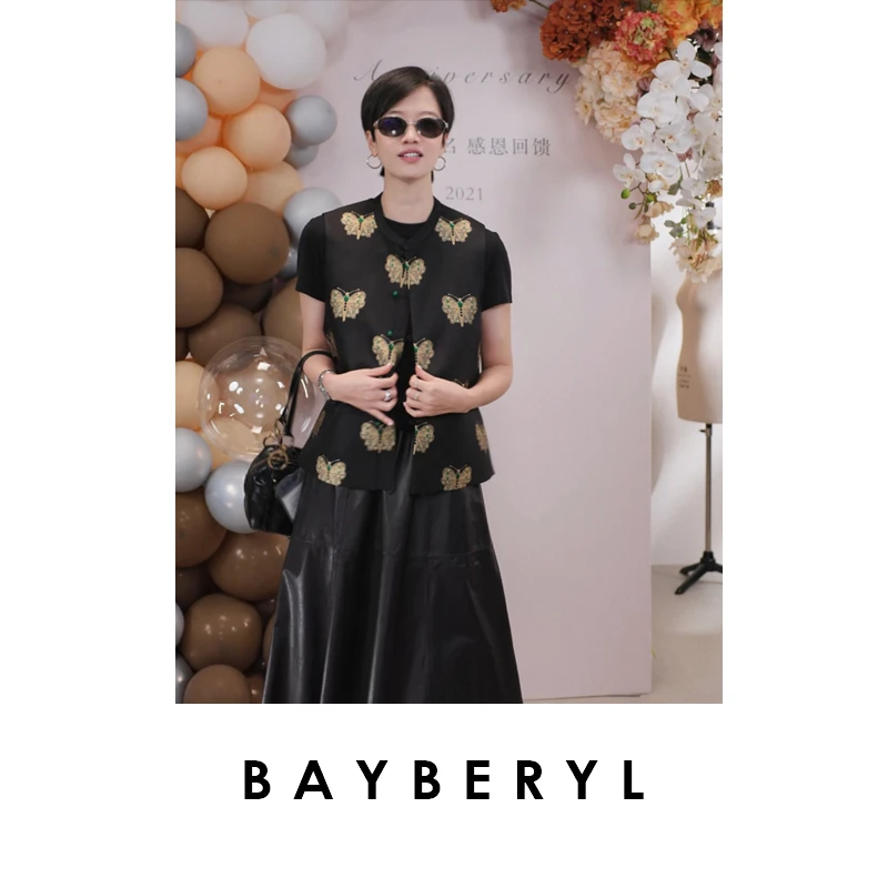 BAYBERYL老贝金蝶*上久楷新中式提花复古秋无袖马甲MJ5G1809