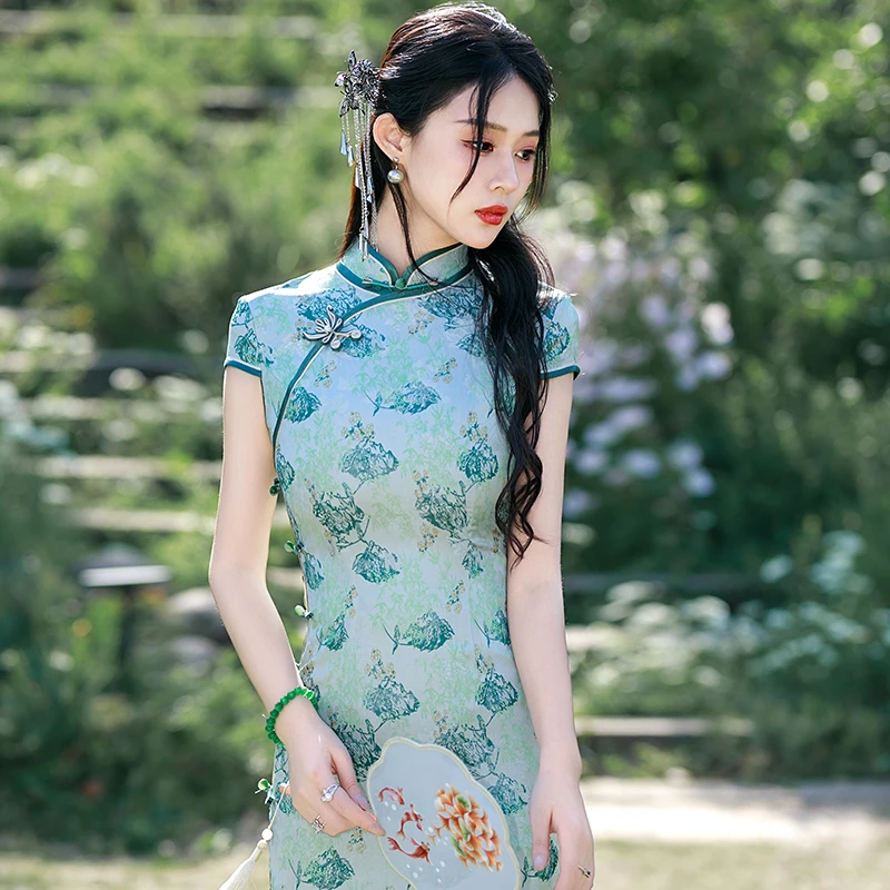 新中式旗袍日常可穿2025夏季长款高端老上海改良裙子素雅国风礼服