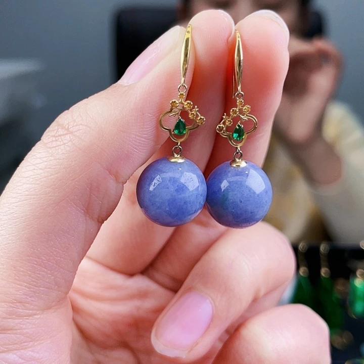 翡翠耳饰18K金镶嵌饰品