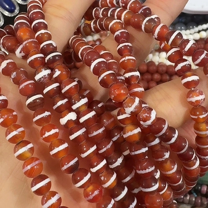 玛瑙/玉髓合金珠宝半成品一条6mm一线珠