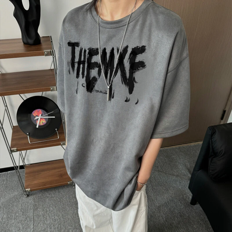 2025新款短袖T恤男半袖上衣260克重磅美式ins潮牌五分袖复古小众