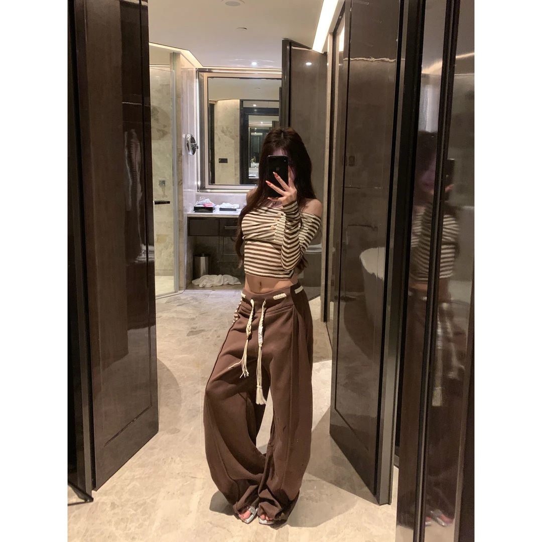withmin白兔 高阶街头 随性慵懒宽松低腰休闲阔腿弯刀裤 2523723