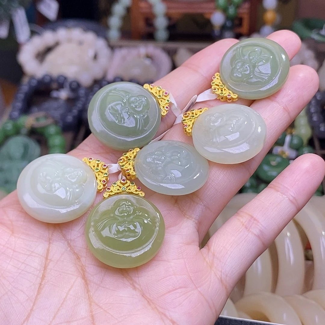 和田玉未镶嵌耳饰多样性发一 925.银抱抱佛清货价