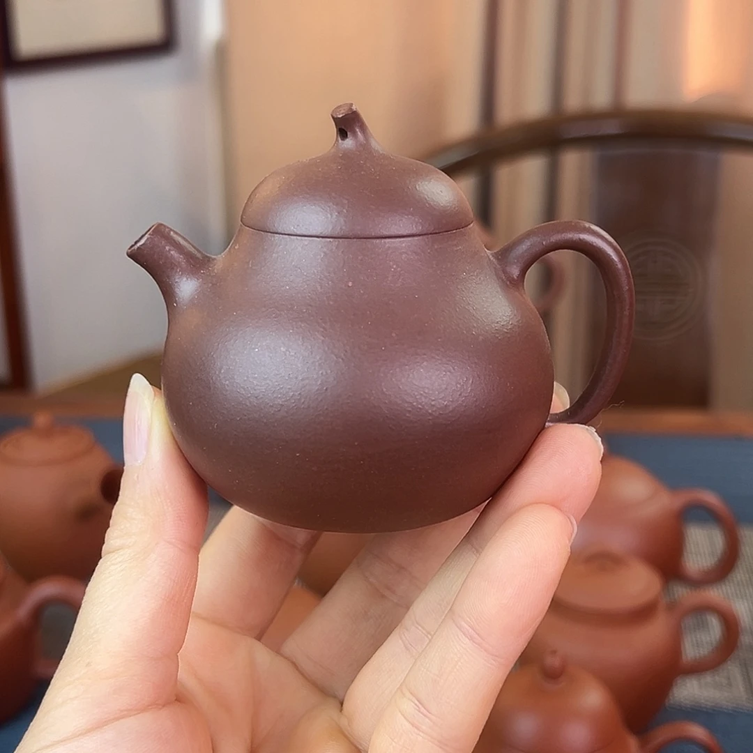 紫砂茶壶精品 茄瓜 紫泥 130cc