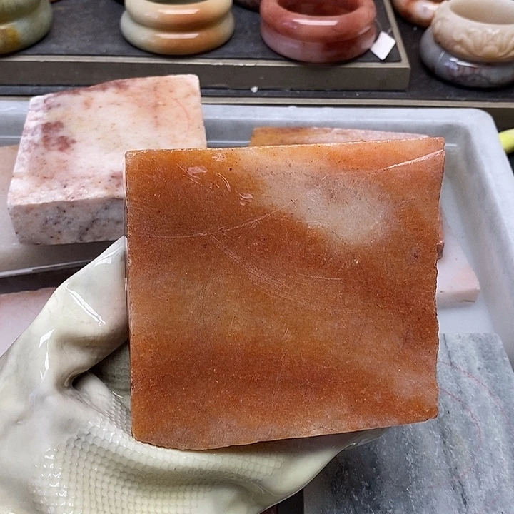 石英岩玉未镶嵌定制无裂不退换橘红爆闪定制无裂不退换