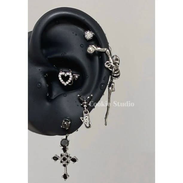 钛钢耳饰 古堡残梦 钛钢耳钉耳骨钉耳蜗钉暗黑系复古