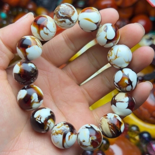 琥珀（花珀）手串未镶嵌蜜蜡