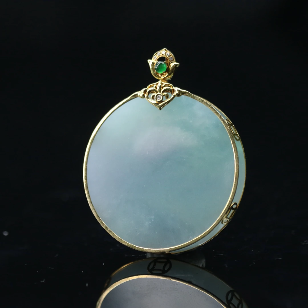 FC29天然缅甸翡翠A货18k无事牌/300215/保利厦门拍卖