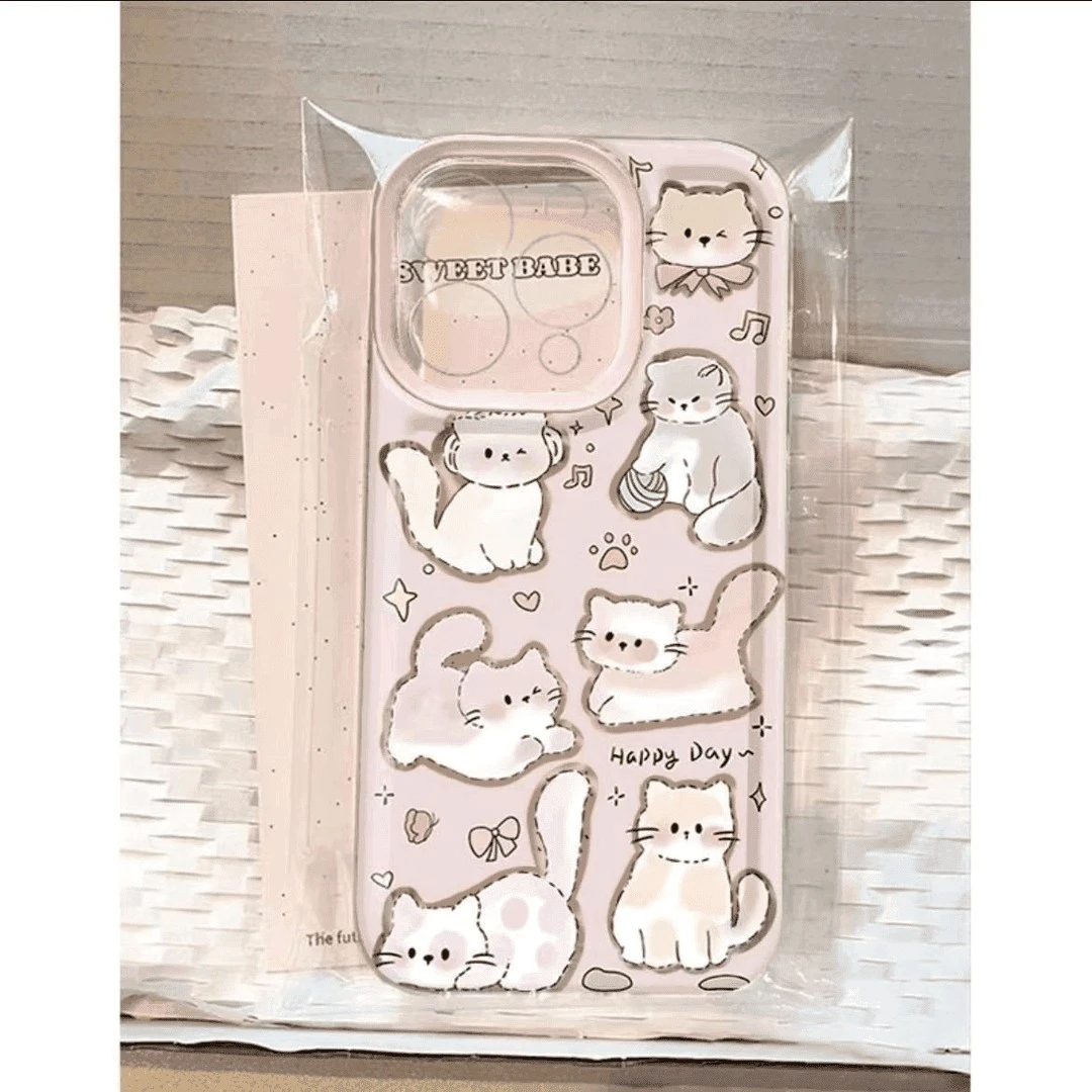 可爱猫猫适用苹果15PROMAX手机壳iPhone14高级感12软13防摔12小众