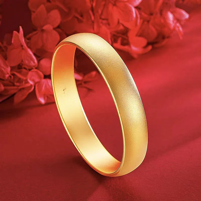 铜合金手镯 铜合金哑光古法泥鳅背手镯宽面素圈闭口镯子