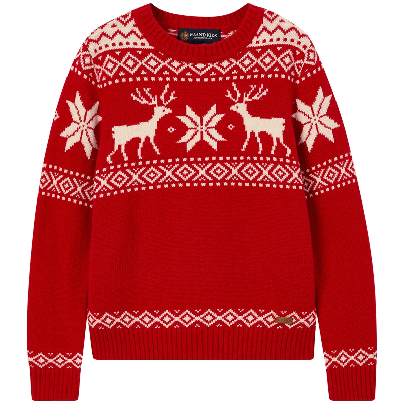 【商场同款新年限定含羊毛】E·LANDKIDS针织衫冬EKKWE4V01B毛衣