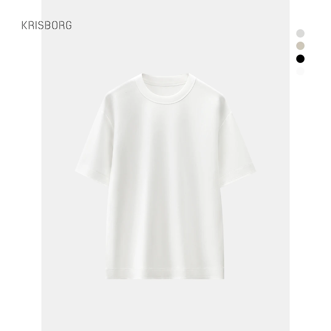 莫代尔凉感T恤男夏季圆领宽松短袖t恤纯色简约休闲男士半袖T恤