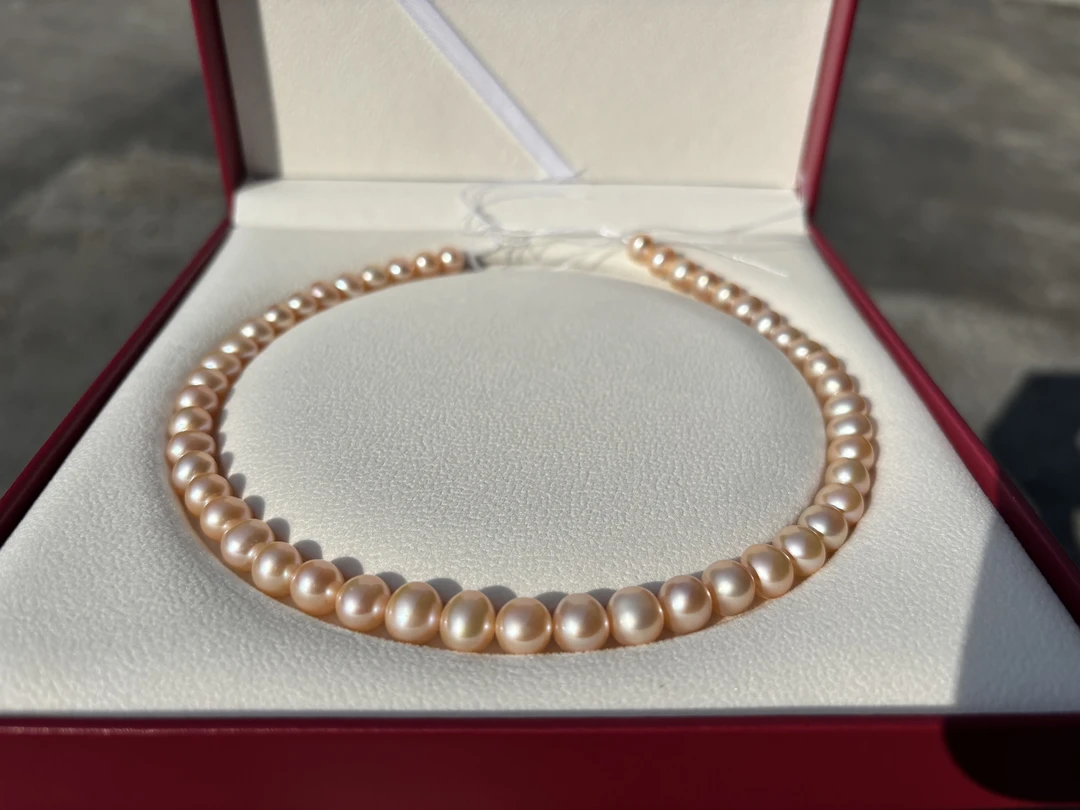 925银扣大点位天然珍珠项链强光近正圆高品质妈妈链母亲节礼物