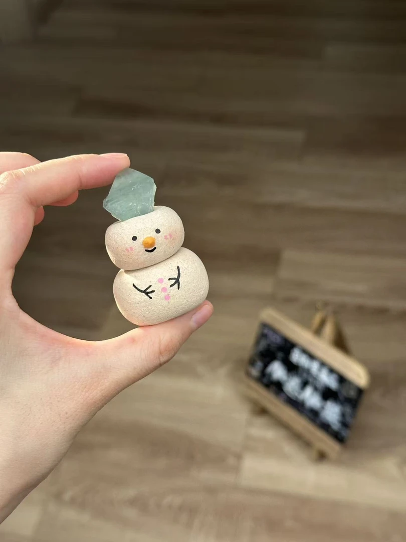 水晶小豆丁可爱绿营石小雪人