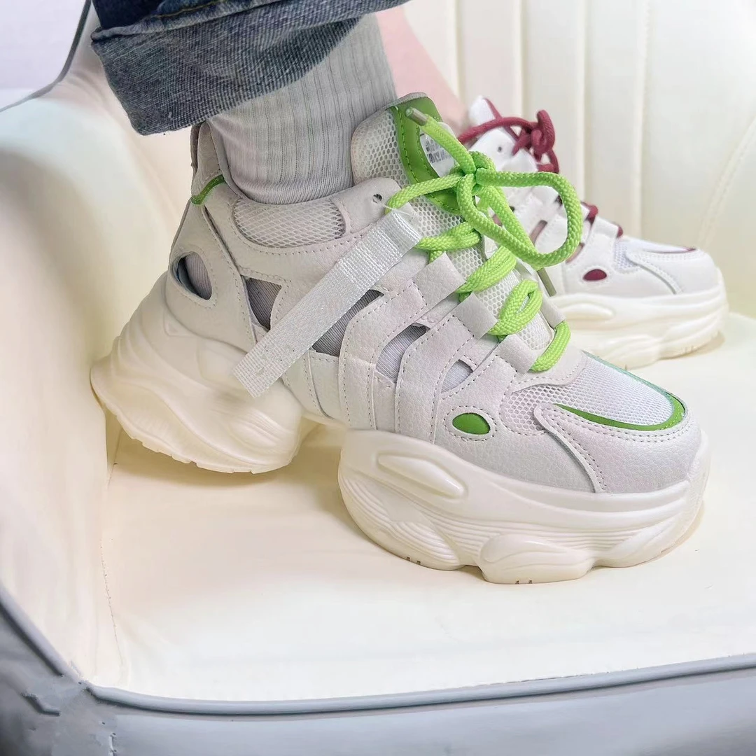 999断码女鞋试试百搭夏季厚底镂空女老爹鞋网面透气女运动鞋