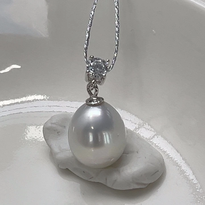 银S925镶嵌颈饰海水珍珠9-10mm 8号