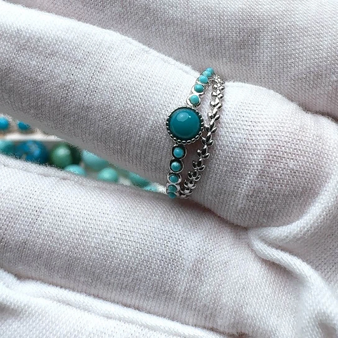 绿松石银S925镶嵌戒指