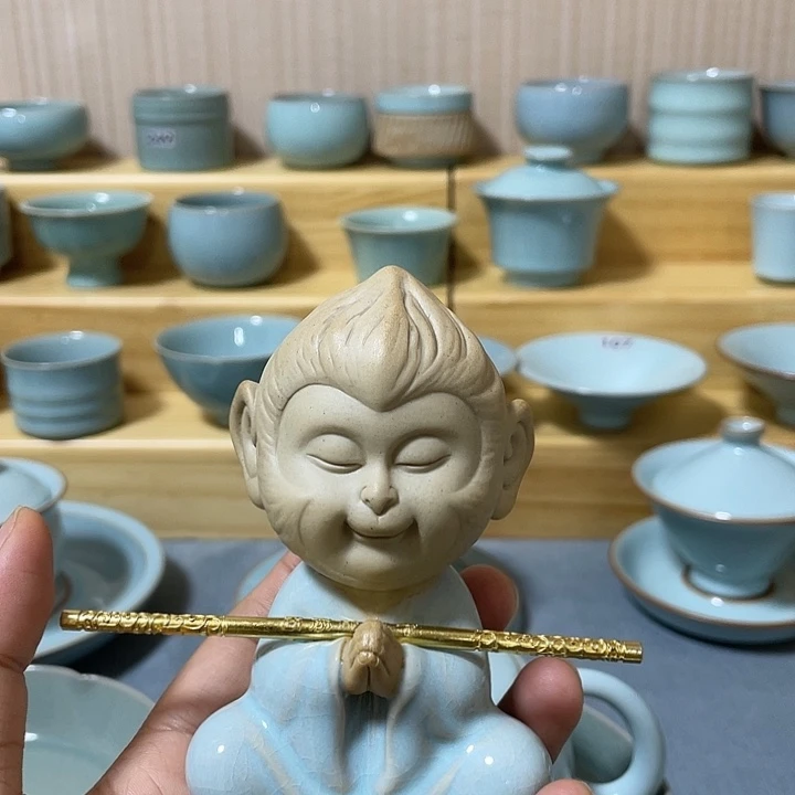 陶瓷杯子天青汝瓷悟空