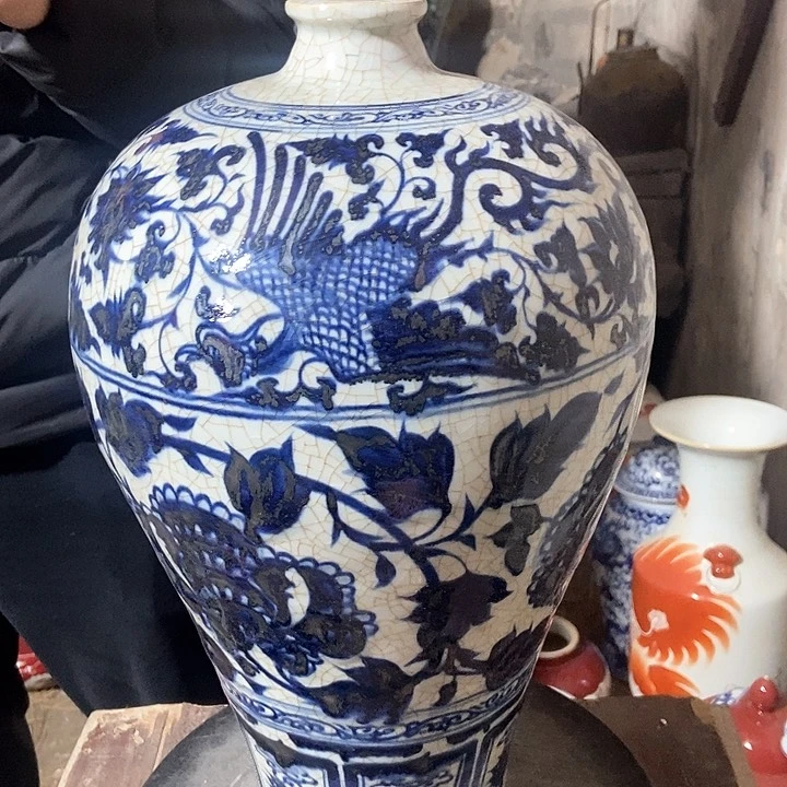 瓷瓶青花罐对瓶大