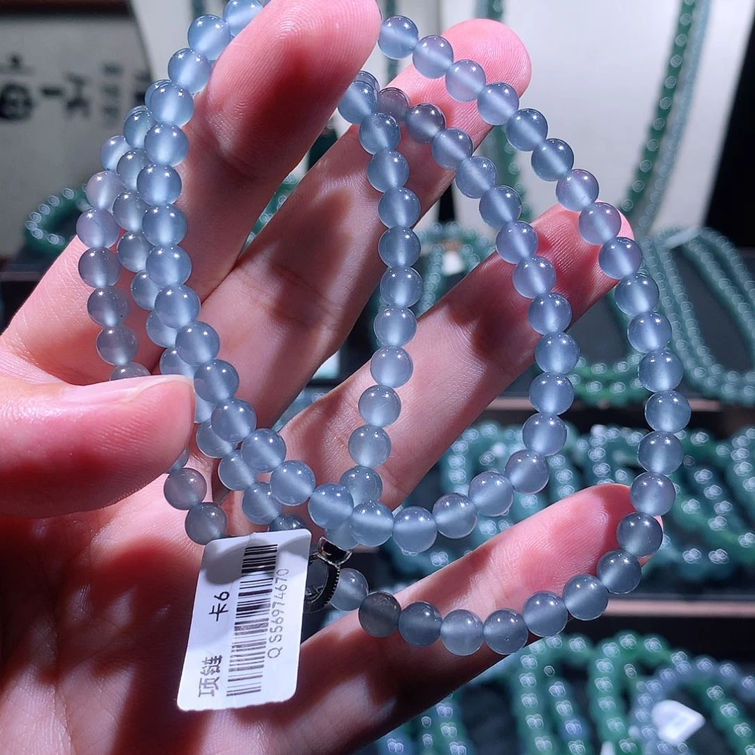 未镶嵌手链翡翠不**子天然a货翡翠项链5.9