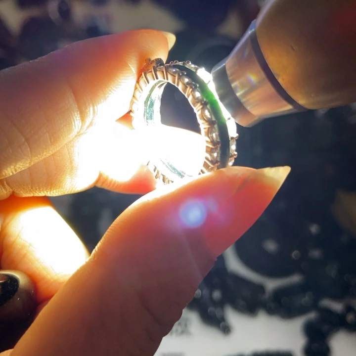 翡翠银S925镶嵌戒指墨翠17