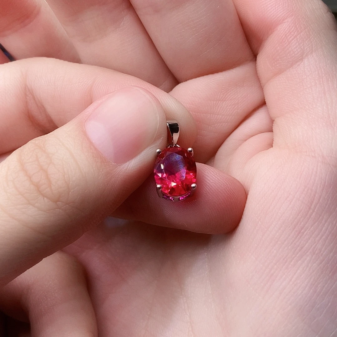 银S925镶嵌吊坠(赠链)红宝石