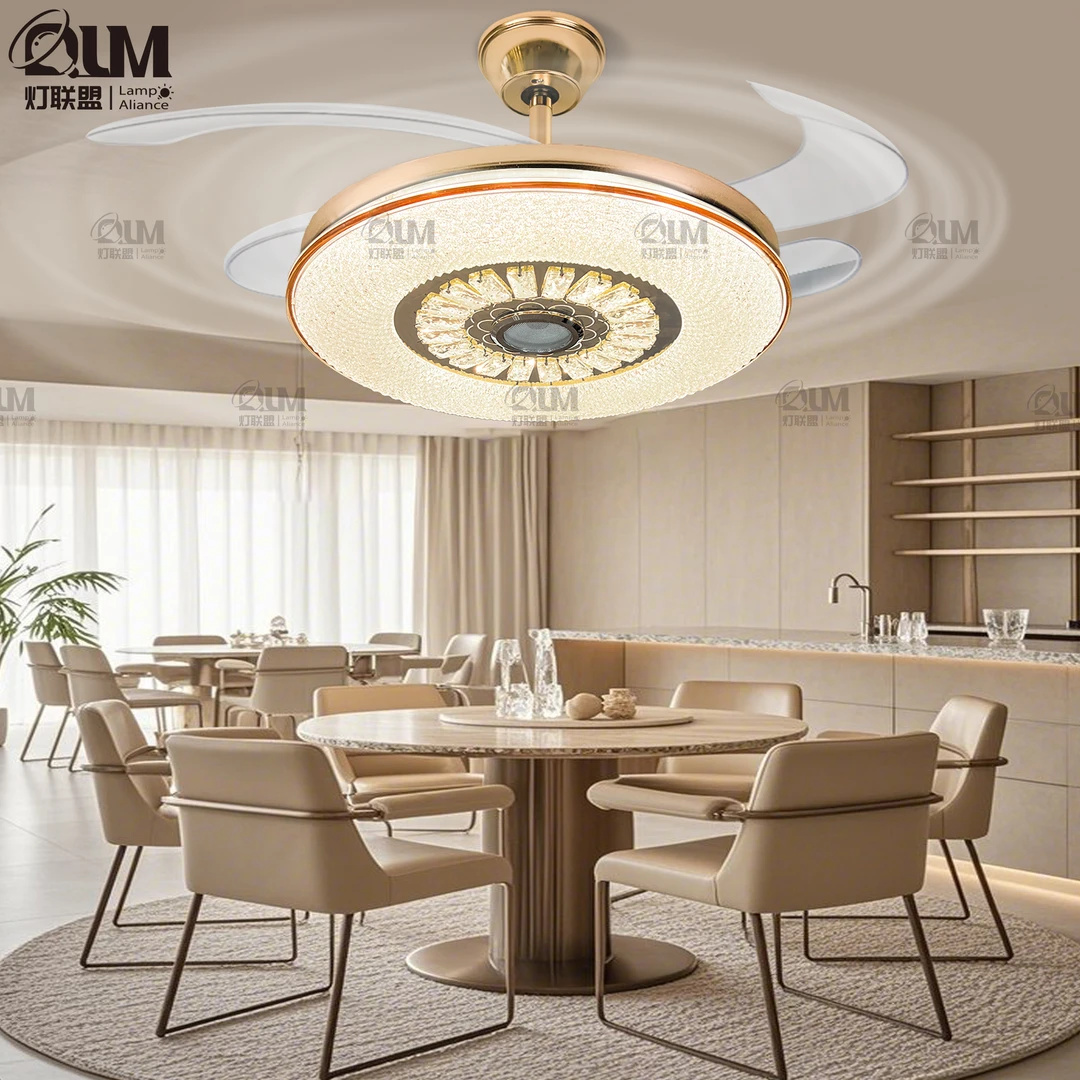 2112圆圈圈客厅带电风扇大风力吊扇灯餐厅卧室隐形风扇灯