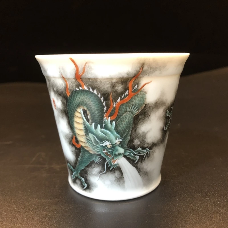 12.20/N1/00640/红春窑/墨彩青龙纹可乐杯/口径7.9/高7.2/130cc
