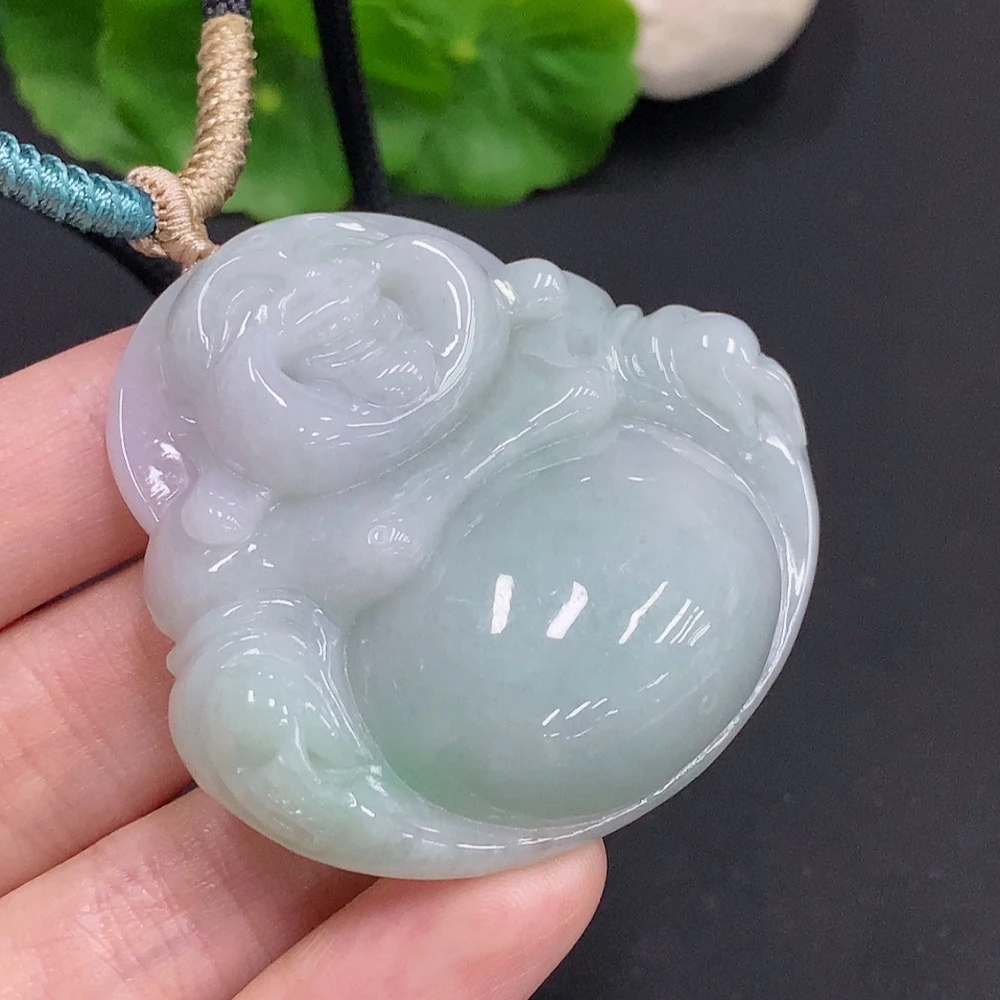 天然翡翠A货大佛公男女款笑脸弥勒佛女士气质时尚