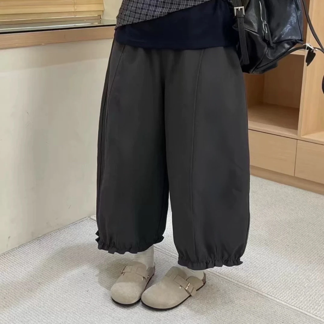 1617 文艺风复古简约设计感花苞休闲裤百搭时尚
