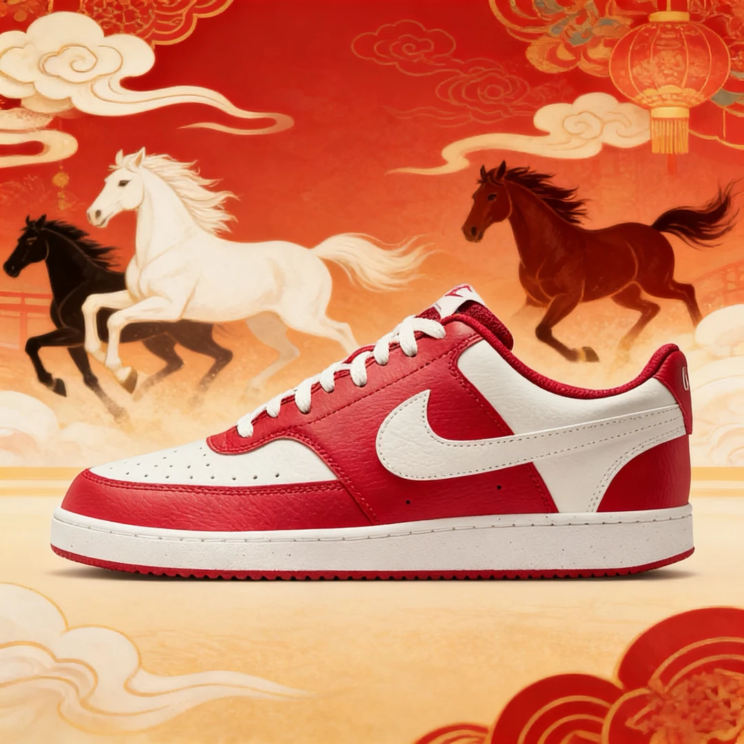 男子2026马年新款红白court百搭板鞋休闲鞋 HM9862-600