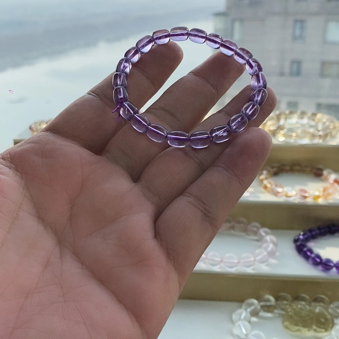 未镶嵌手链水晶巴西紫水晶糖豆手串