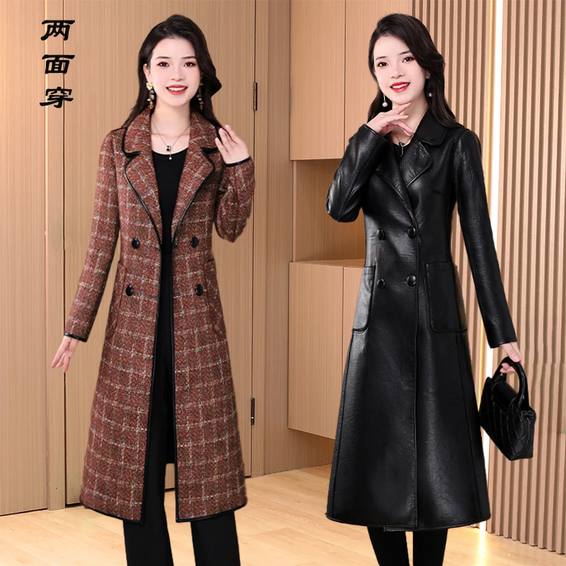 显瘦气质外套中长款女春季2025年新款修身双面双穿中长款外套时尚