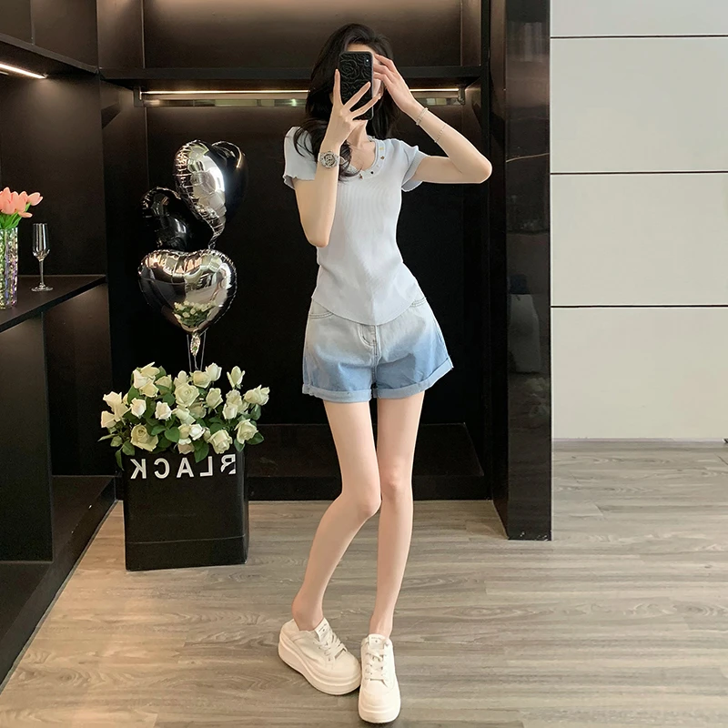 盐系炸街运动休闲套装女夏季小个子显高减龄洋气短袖短裤两件套
