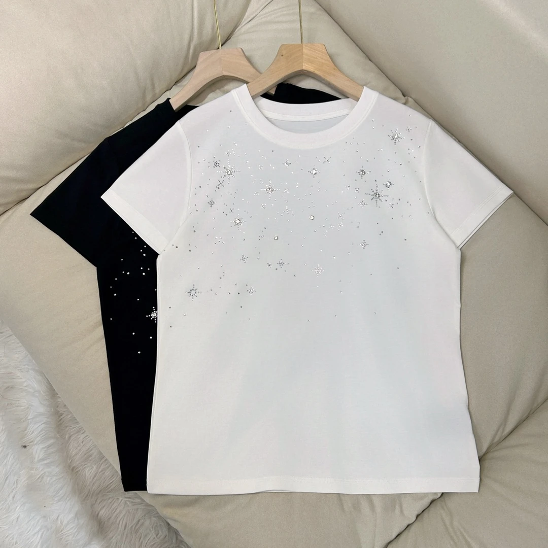 桑蚕丝 烫钻钉珠 夏季T恤 70470