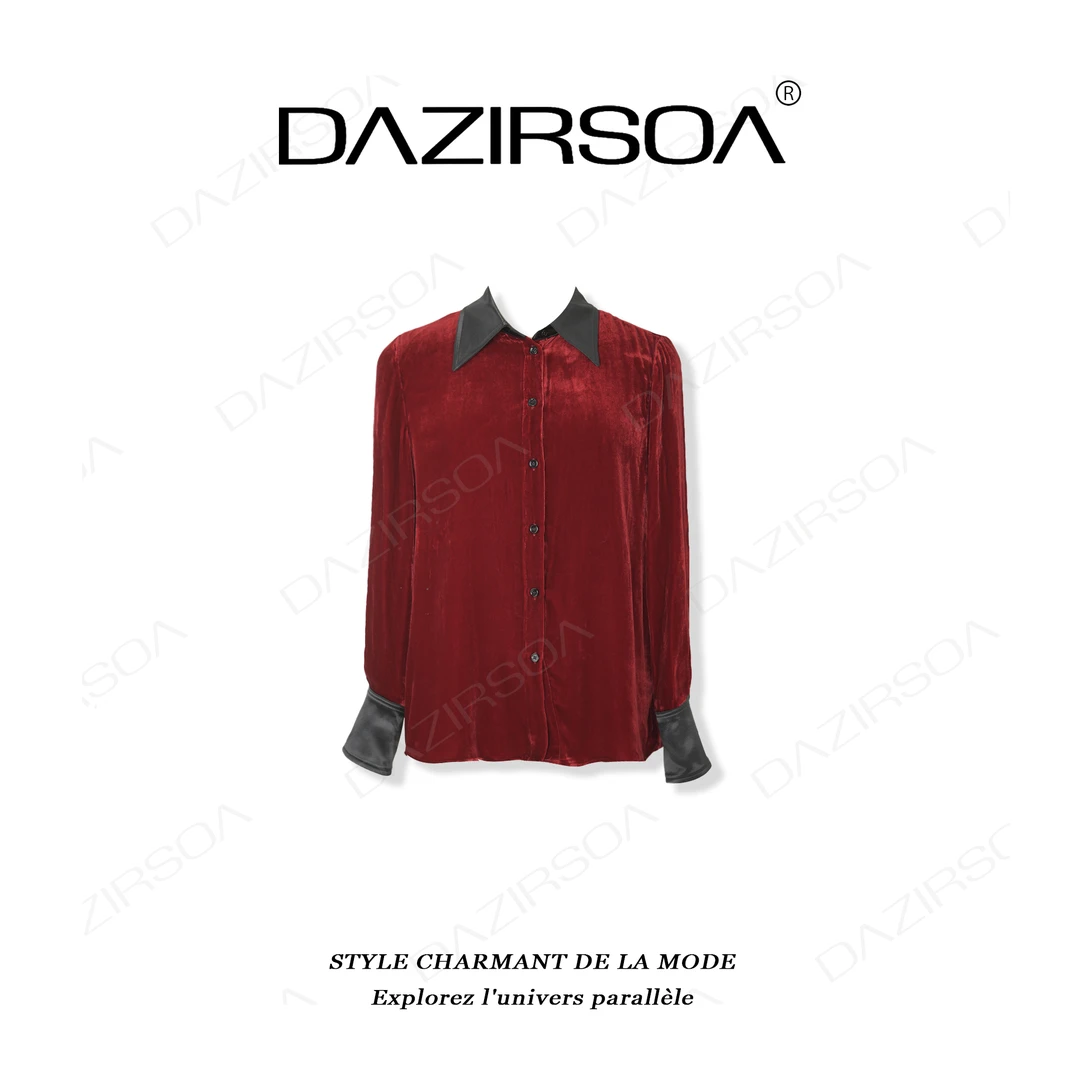 DAZIRSOA/达姿“酷雅出型”时尚百搭贵气摩登丝绒衬衣 W800