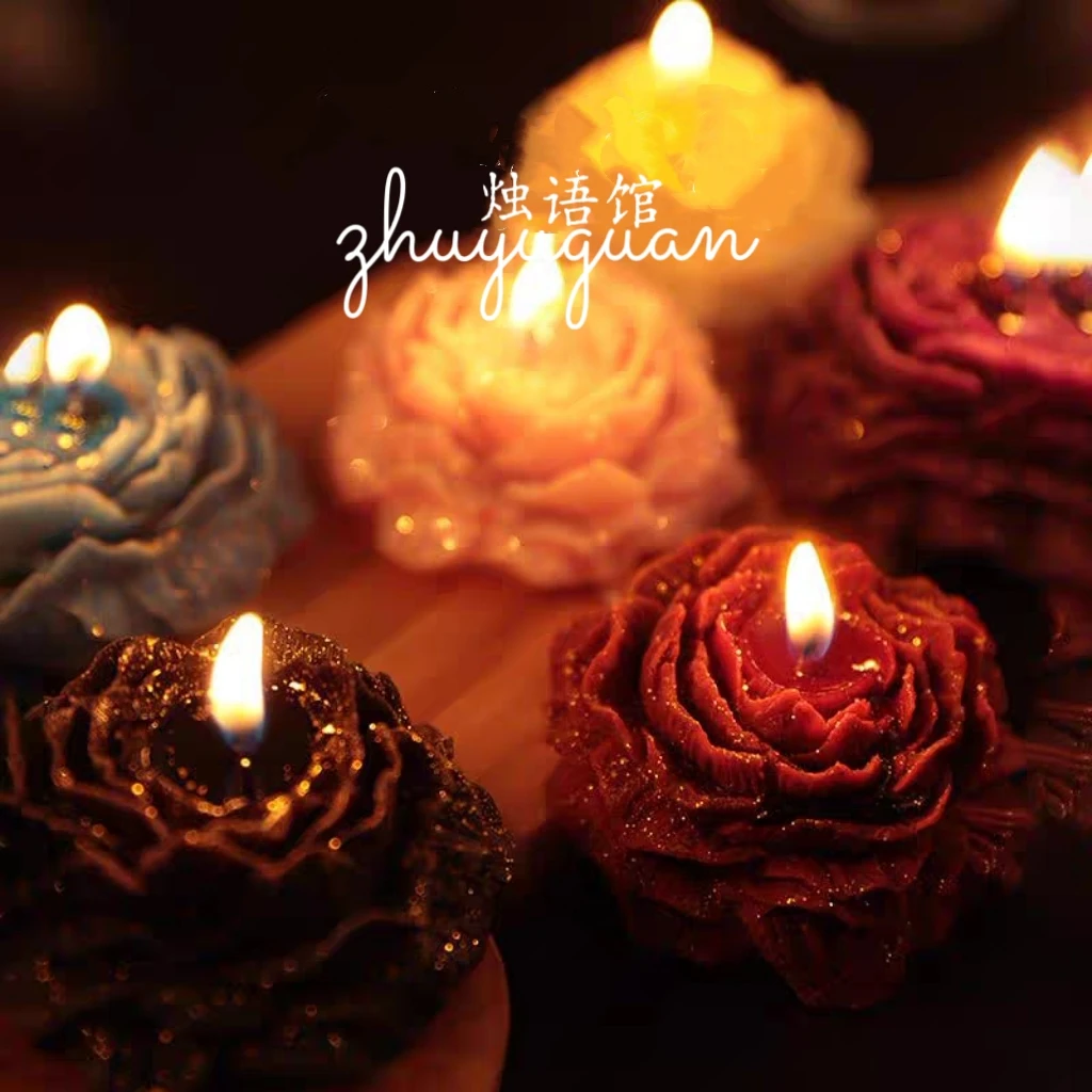 【鎏金】玫瑰牡丹花低温情调可撕拉手工香薰蜡烛 低温摆件牡丹低温