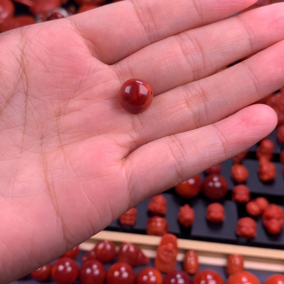 南红玛瑙火焰纹圆珠10mm+未镶嵌