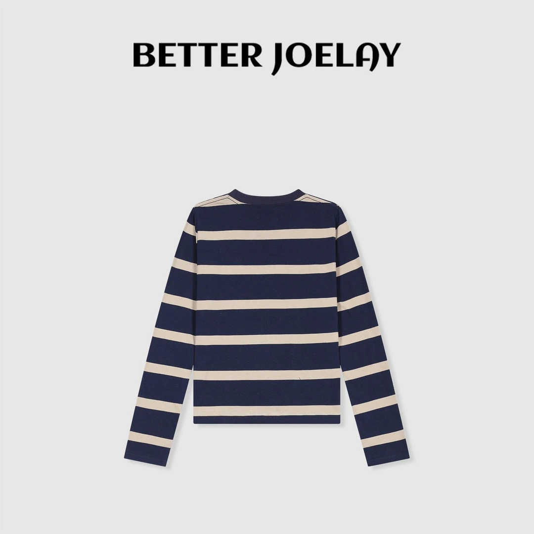 BETTER JOELAY-【重力铃铛】时尚百搭条纹简约休闲T恤长袖KH1211