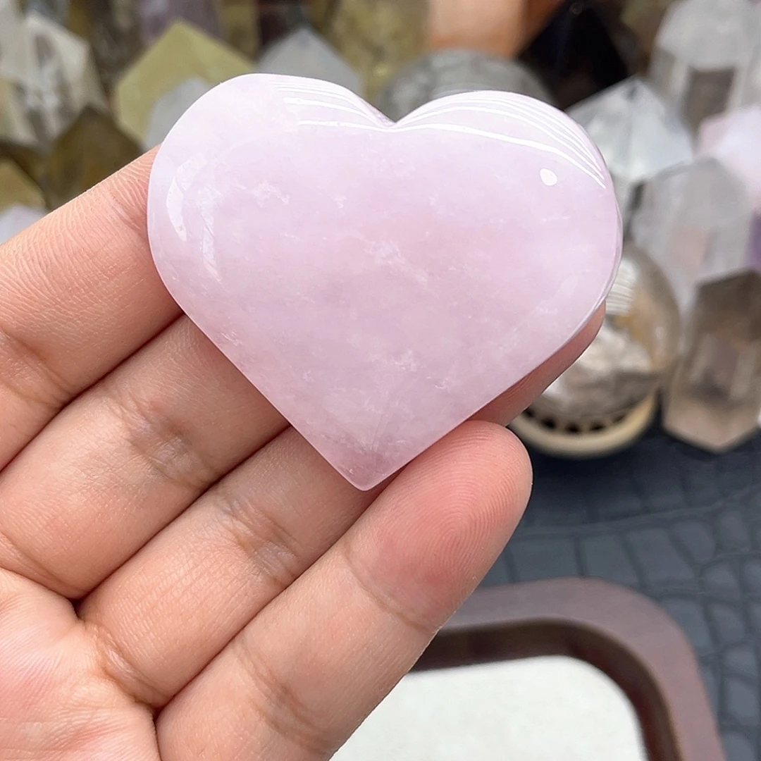 珠宝半成品水晶未镶嵌9 粉水晶爱心摆件