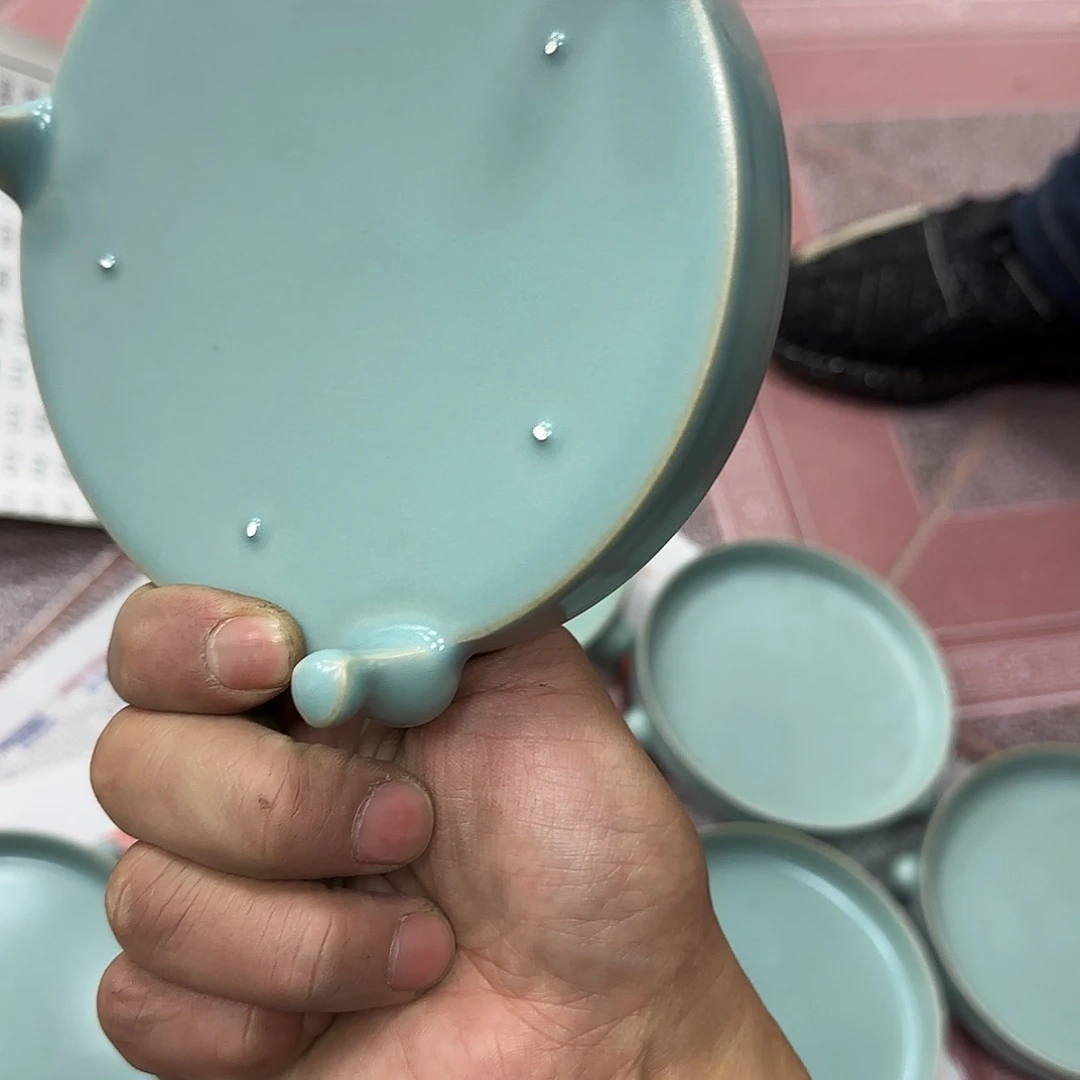 汝瓷仿古三足洗微瑕14公分不开片