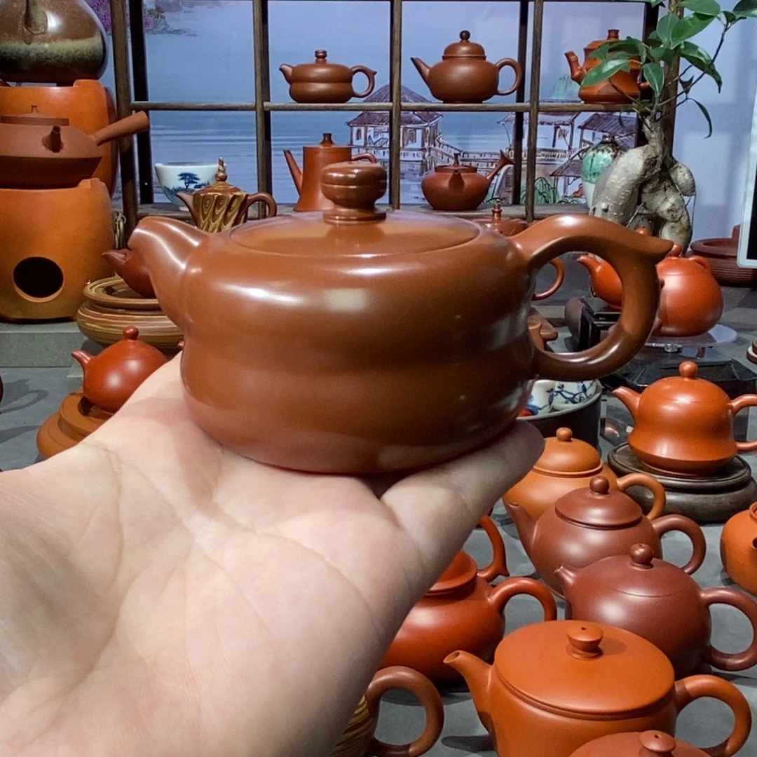 紫砂茶壶吴翰石矿朱泥柿柿如意壶100cc