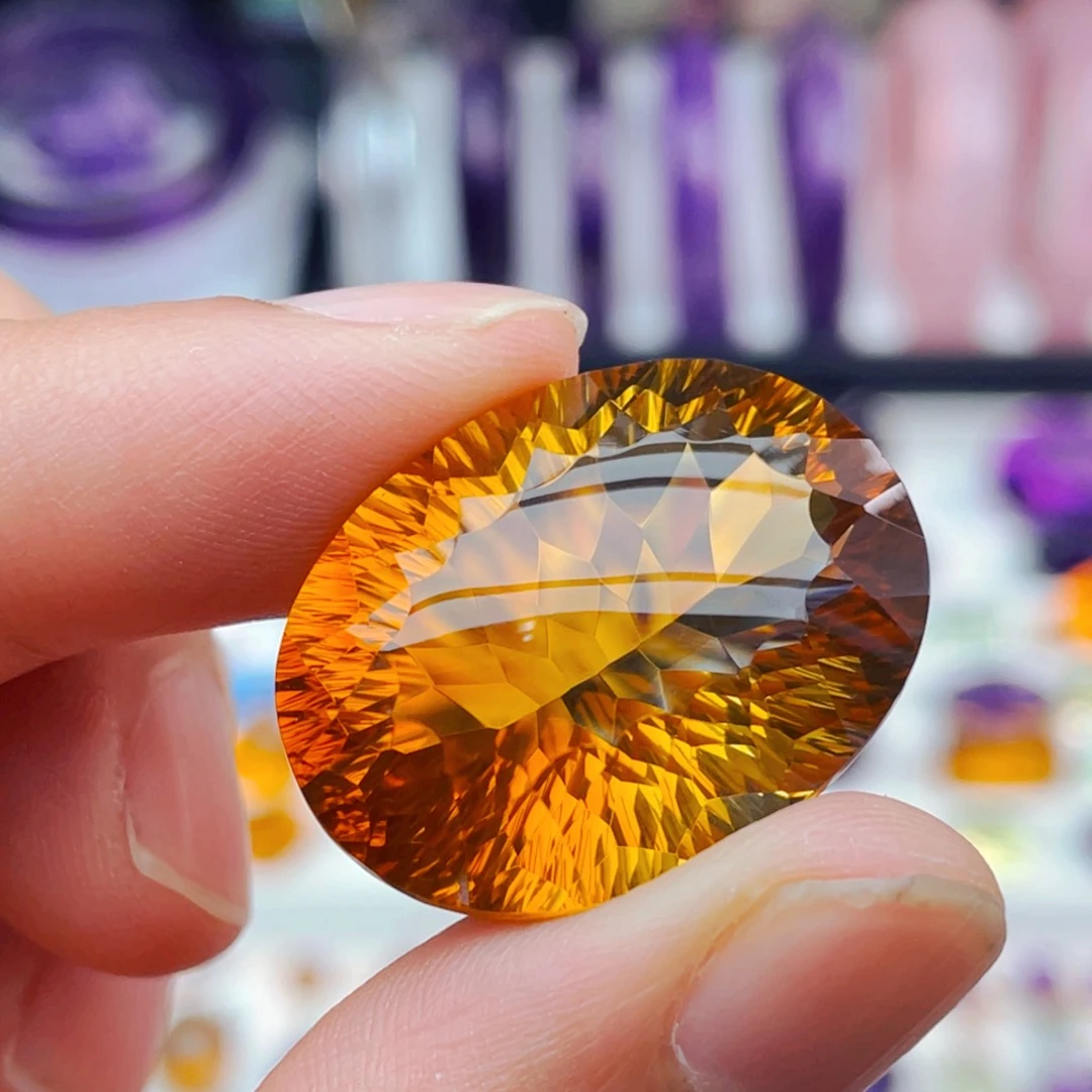 黄晶珠宝半成品未镶嵌天然保真