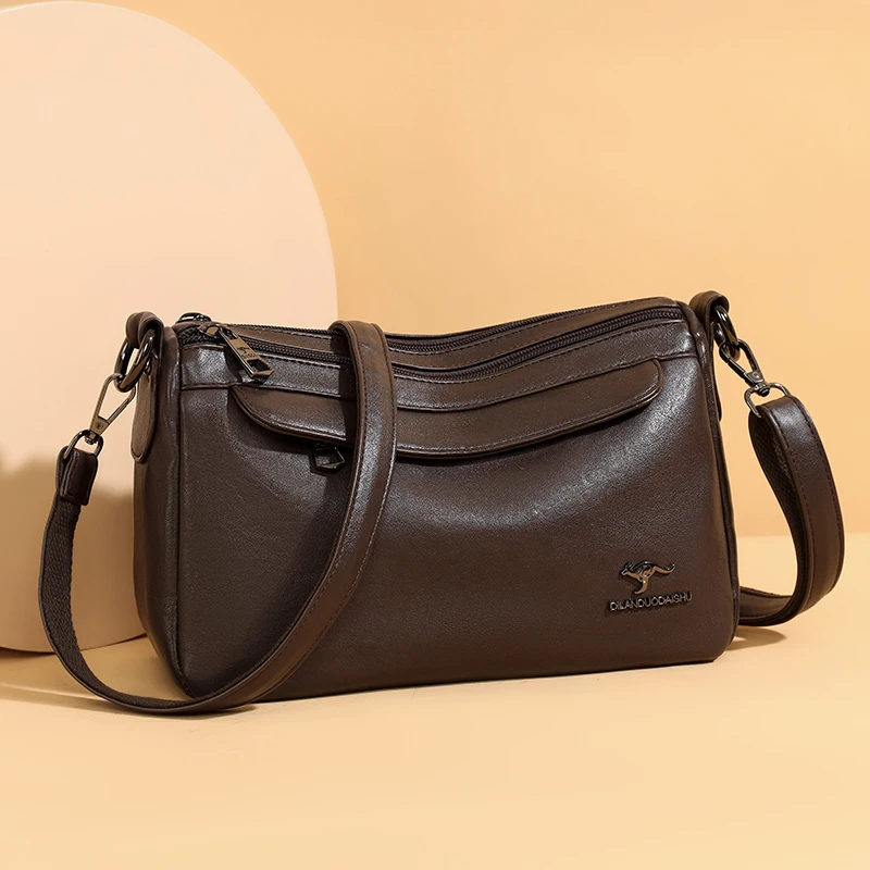 中年女包真皮斜挎包新款百搭软皮单肩包休闲简约小包包斜跨妈妈包