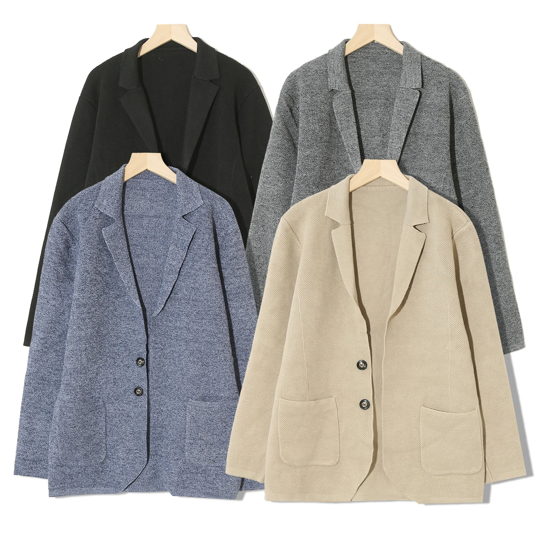 中长款情侣款休闲慵懒风春秋潮流新款针织开衫字母高级外套6C676