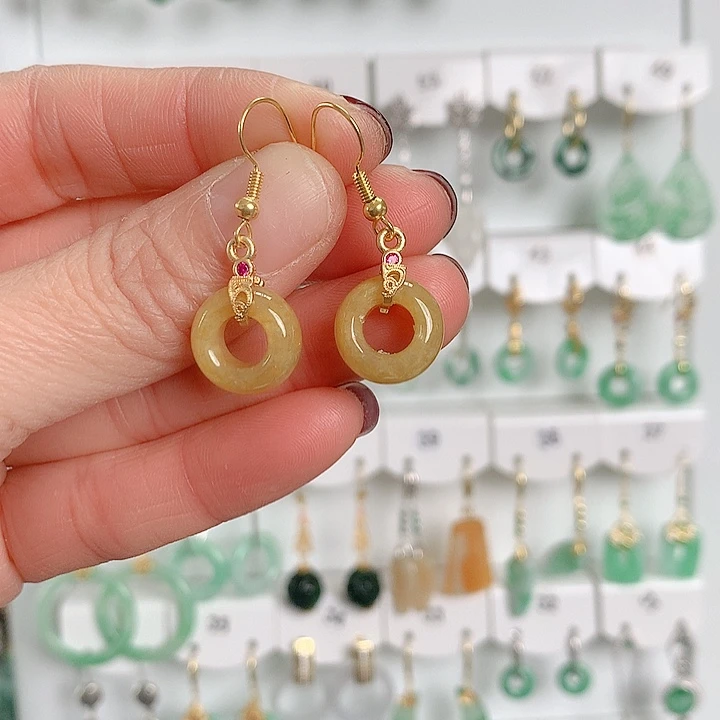 翡翠耳饰银S925镶嵌翡翠