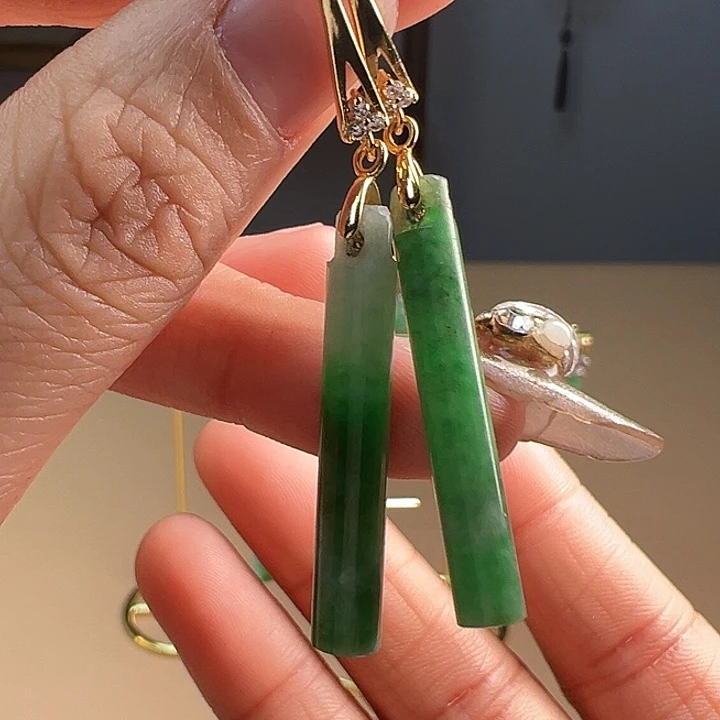 翡翠耳饰银S925镶嵌耳饰